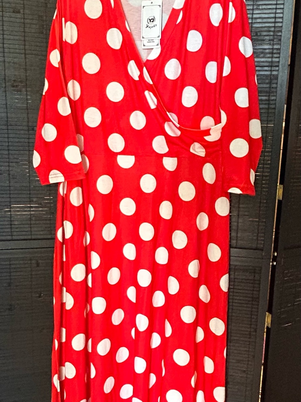 Red Polka Dot Maxi Wrap Dress - Classic Women's Style